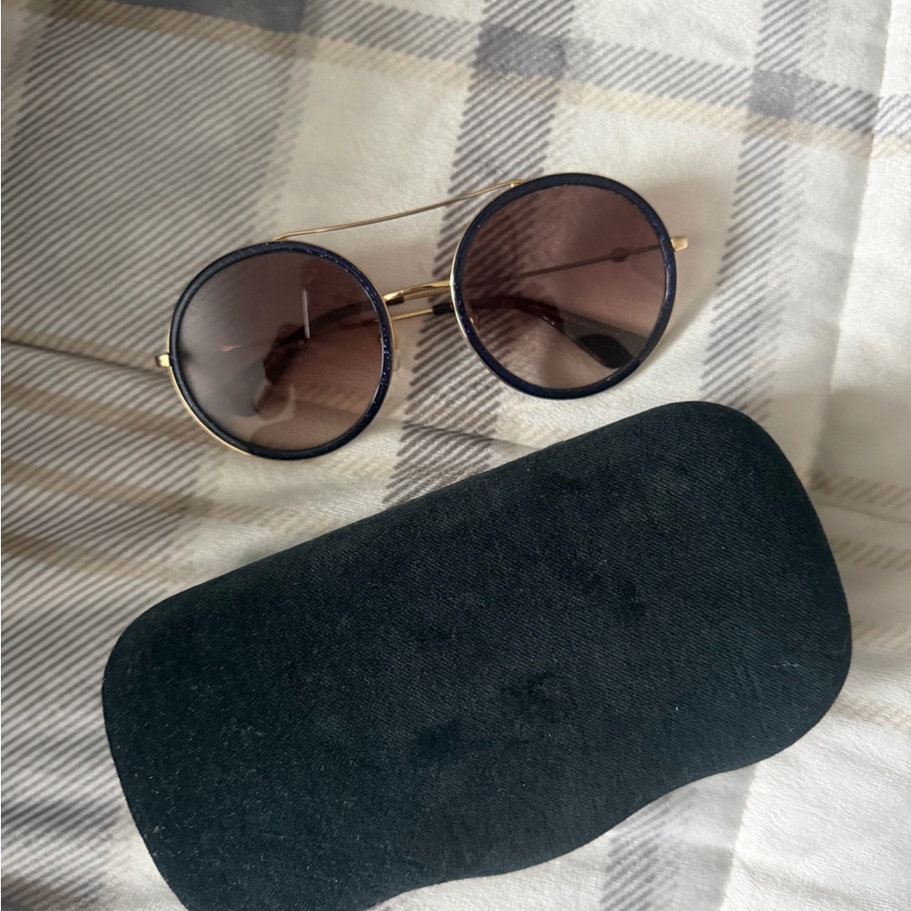 Gucci Gold and Blue Round Sunglasses